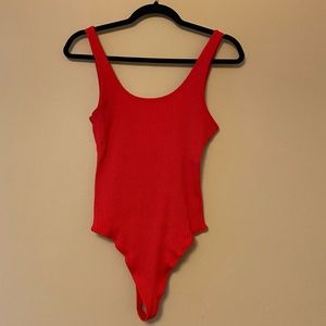 Wilfred Free Red Ribbed Bodysuit Size L